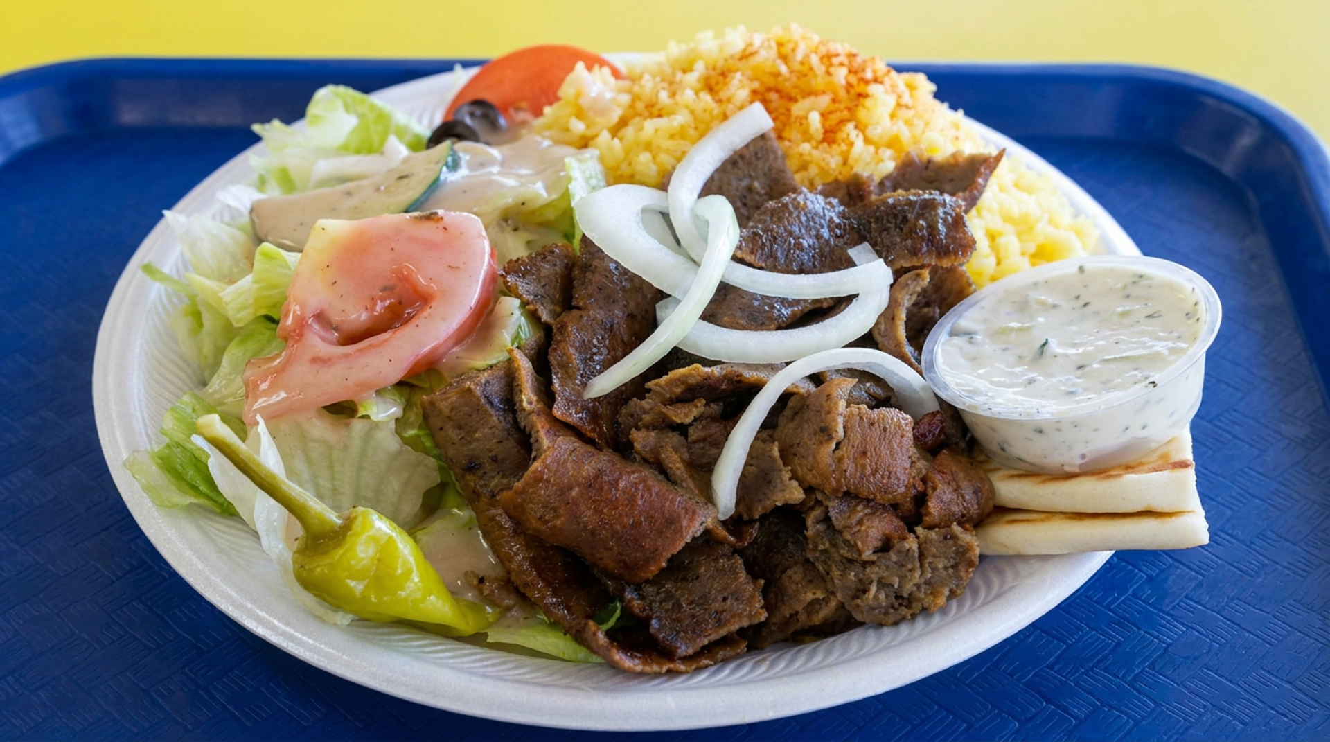 Gyro plate with extra tzatziki